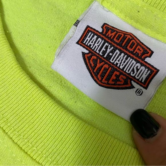 Harley Davidson Grand Rapids Michigan Mens T shirt XL Neon Yellow Biker Tees - Picture 6 of 7